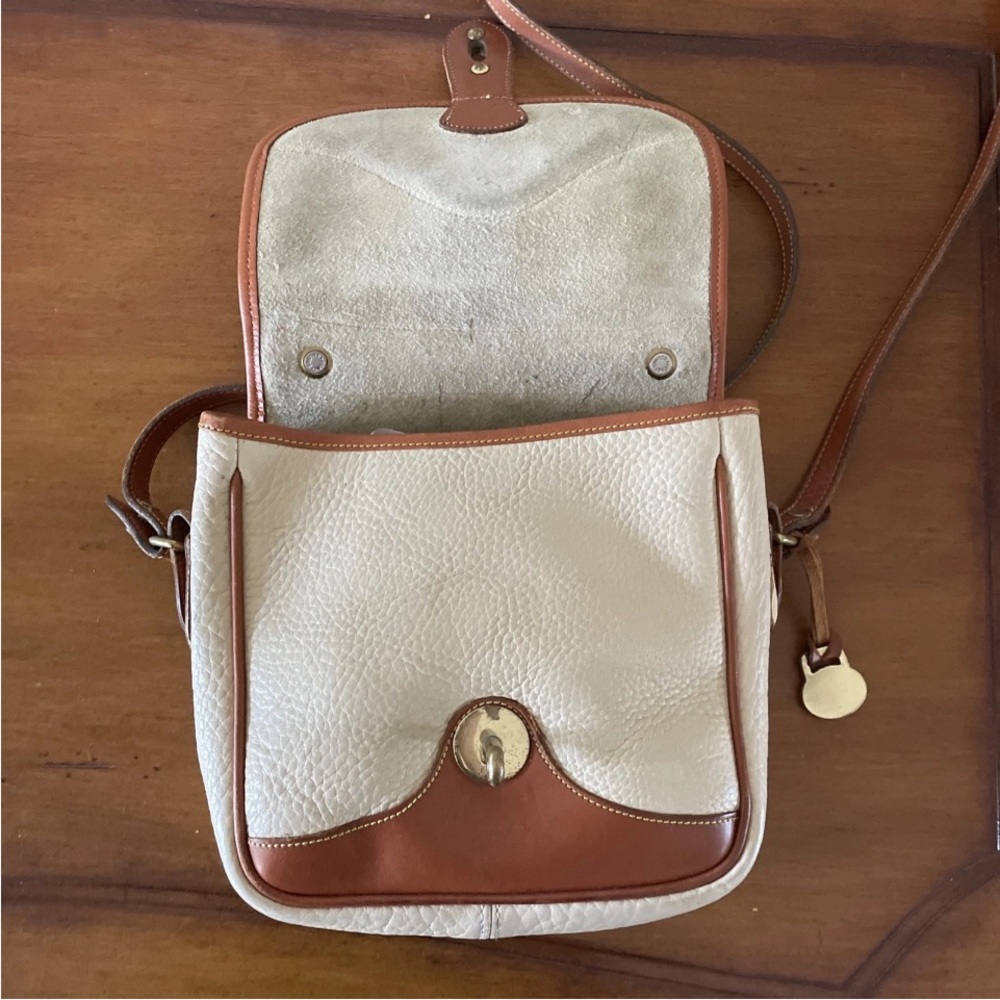 Vtg. Dooney & Bourke Surrey Satchel Crossbody Leather Pebble Grain Cream/Cognac - Picture 7 of 16